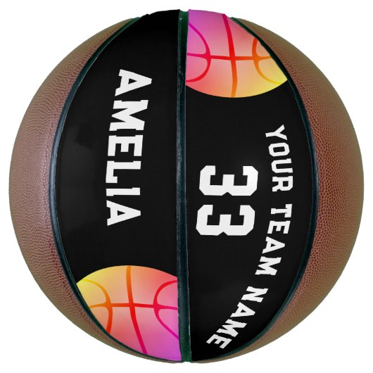 Basket Ball Pink Girl Player Name Team Nummer Basketball (Vertikal)