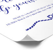 Basket Basket Navy Blue Nautical Wedding Zeichen Poster (Ecke)