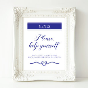 Basket Basket Navy Blue Nautical Wedding Zeichen Poster