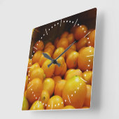Basket Full Of Oranges Square Wall Clock Quadratische Wanduhr (Winkel)
