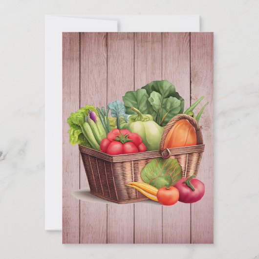 Basket für den Bauernmarkt mit örtlich angebauter Einladung (Rückseite)