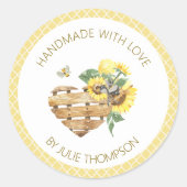 Basket Heart & Honeycomb 🌻 Custom Honey Runder Aufkleber (Vorderseite)
