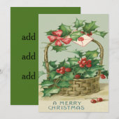 Basket Holly Winterberry Red Ribbon (Vorne/Hinten)