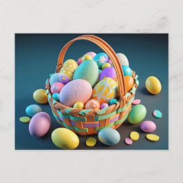 Basket Of Colorful Easter Eggs Postkarte