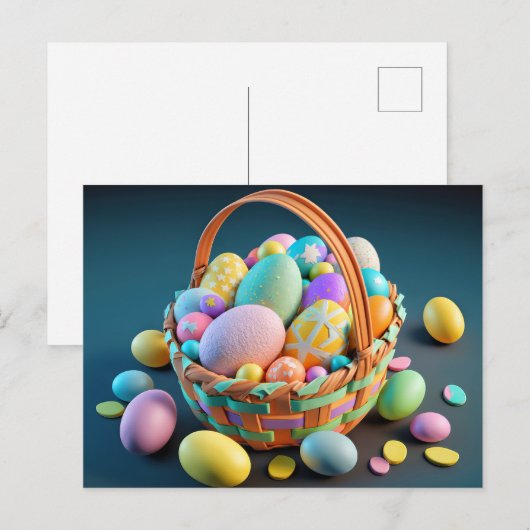 Basket Of Colorful Easter Eggs Postkarte (Vorne/Hinten)
