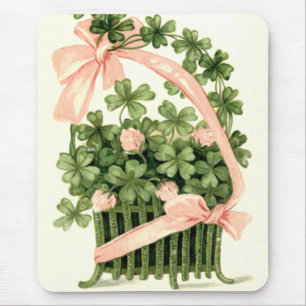 Basket Pink Ribbon Kleeblatt Vierblättriges Kleebl Mousepad