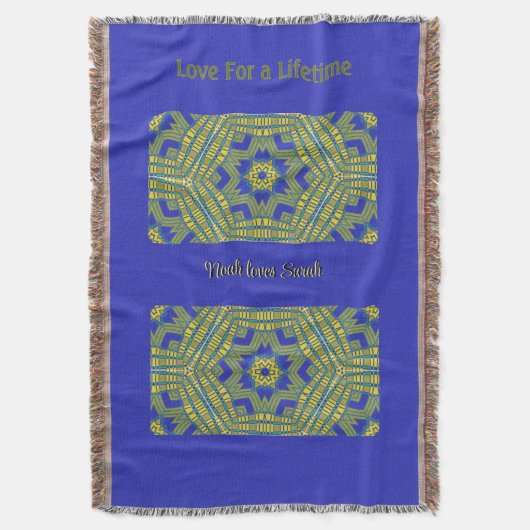 Basket Weave Geometric Blue Yellow Decke (Vorderseite Vertikal)