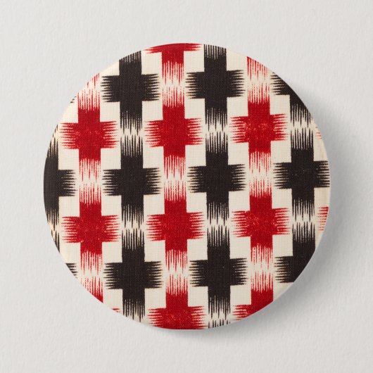 Basket Weave Muster rot und schwarz Abstrakte Kuns Button (Vorderseite)