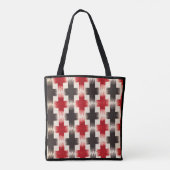 Basket Weave Muster rot und schwarz Abstrakte Kuns Tasche (Rückseite)