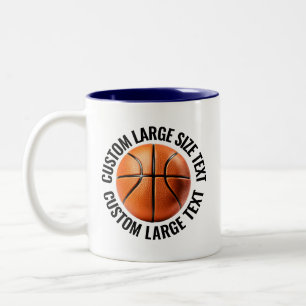 Basketbal Ball & Large Text NAVY BLAU 325g Custom Zweifarbige Tasse
