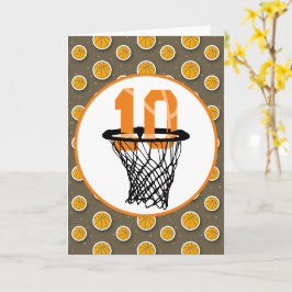 Basketball 10. Geburtstag mit Nummer in Mini-Hoop Karte