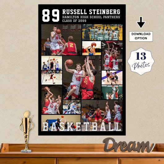 Basketball 13 Foto-Collage Spielername Nummer Poster