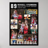 Basketball 13 Photo Collage Player Name Number Poster (Vorne)