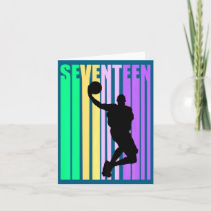 Basketball 17. Geburtstag Junge Männer Vater Retro Karte