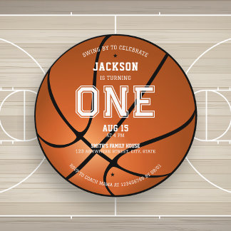 Basketball 1. Geburtstag Einzigartige Rundeinladun Einladung
