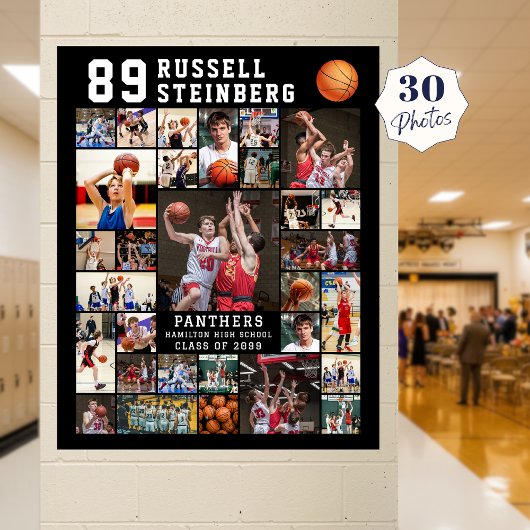 Basketball 30 Foto-Collage Spielernummer Poster