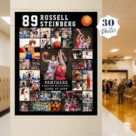 Basketball 30 Photo Collage Player Number Poster