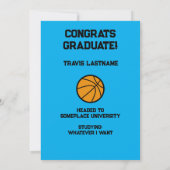 Basketball 3 Foto Collage Light Blue Abschluss Ankündigung (Rückseite)