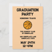 Basketball 3 Foto Collage Peach Abschluss Einladung (Rückseite)