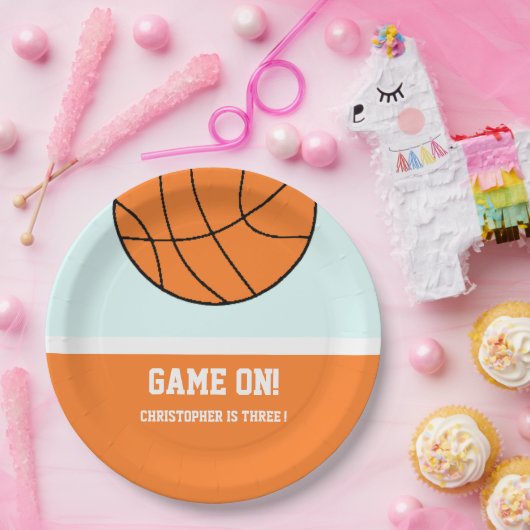 Basketball 3 Geburtstag Pappteller (Party)