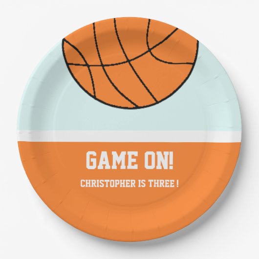 Basketball 3 Geburtstag Pappteller (Vorderseite)