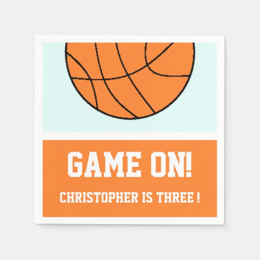 Basketball 3 Geburtstag Serviette (Vorderseite)