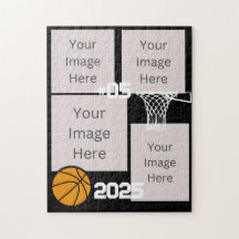 Basketball 4 Foto Collage Jigsaw Puzzle Black