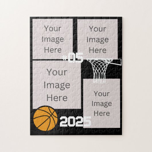 Basketball 4 Foto Collage Jigsaw Puzzle Black (Vertikal)