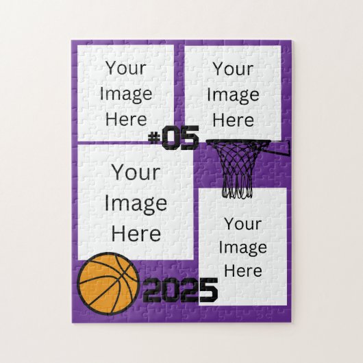 Basketball 4 Foto Collage Puzzle lila (Vertikal)