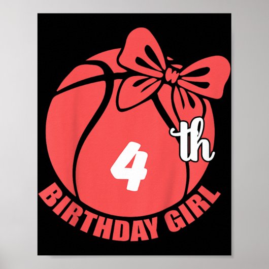Basketball 4. Geburtstag Basketball-Spieler Poster (Vorne)