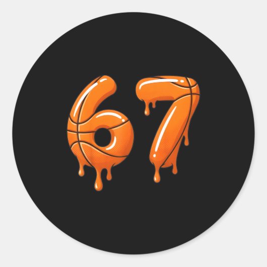 Basketball 67 Meme Funny Cool Slam Dunk For Boys K Runder Aufkleber (Vorderseite)