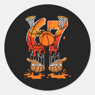 Basketball 67 Sechs Sieben 6 7 Jungen Lustig Gen A Runder Aufkleber