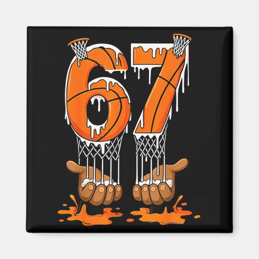 Basketball 67 Sechs Sieben Lustiges Gen-Alpha-Meme Magnet (Vorne)
