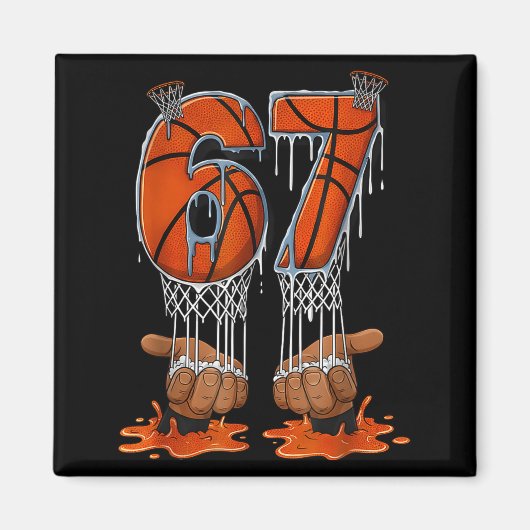 Basketball 67 Six Seven Funny Gen Alpha Meme Drip  Magnet (Vorne)