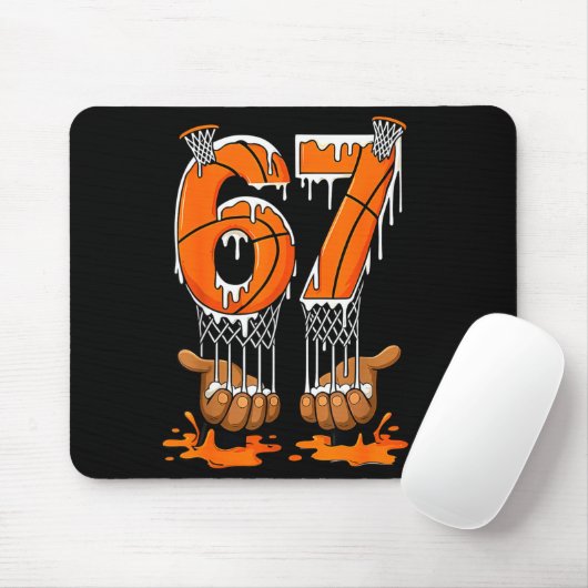 Basketball 67 Six Seven Funny Gen Alpha Meme Drip  Mousepad (Mit Mouse)