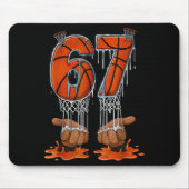 Basketball 67 Six Seven Funny Gen Alpha Meme Drip  Mousepad (Vorne)