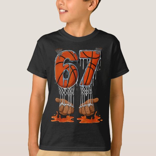 Basketball 67 Six Seven Funny Gen Alpha Meme Drip  T-Shirt (Vorderseite)