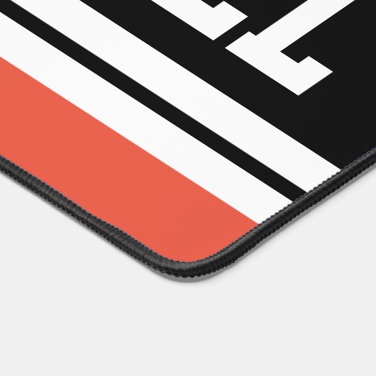 BASKETBALL 70er Orange Schwarz-weiß Racing Streife Schreibtischunterlage (Ecke)