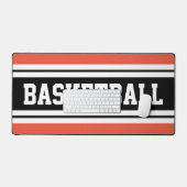 BASKETBALL 70er Orange Schwarz-weiß Racing Streife Schreibtischunterlage (Tastatur & Maus)
