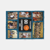 Basketball 7 Foto Collage Dunkelblau klein Fleecedecke (Vorderseite (Horizontal))