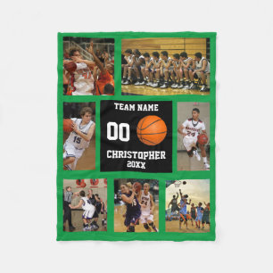 Basketball 7 Foto Collage Grünes Gras Kleines Fleecedecke