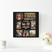 Basketball 7 Foto Collage Quadratische Wanduhr (Zuhause)