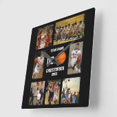 Basketball 7 Foto Collage Quadratische Wanduhr (Winkel)