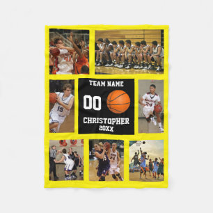 Basketball 7 FotoCollage Gelb Fleecedecke