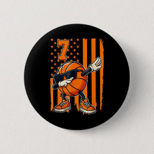Basketball 7. Geburtstag amerikanisches Flaggenges Button