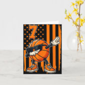 Basketball 7. Geburtstag amerikanisches Flaggenges Karte (Gelbe Blume)