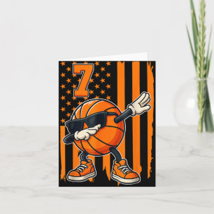 Basketball 7. Geburtstag amerikanisches Flaggenges Karte