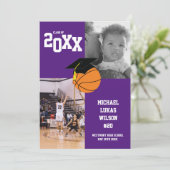 Basketball Abschluss Sportliche Lila Ankündigung (Stehend Vorderseite)