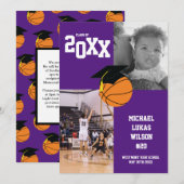Basketball Abschluss Sportliche Lila Ankündigung (Vorne/Hinten)