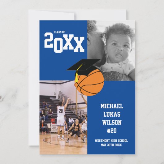 Basketball Abschluss Sports Blue Ankündigung (Vorderseite)